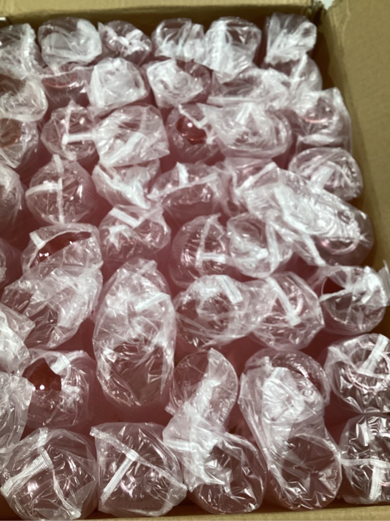 Condition photo showing New/Like New for lueumxc 48 pack plastic ribbed champagne flutes, 9 oz stemless disposable pink clear plastic toasting glasses shatterproof recyclable and bpa-free perfect for wedding 48pack pink ribbed