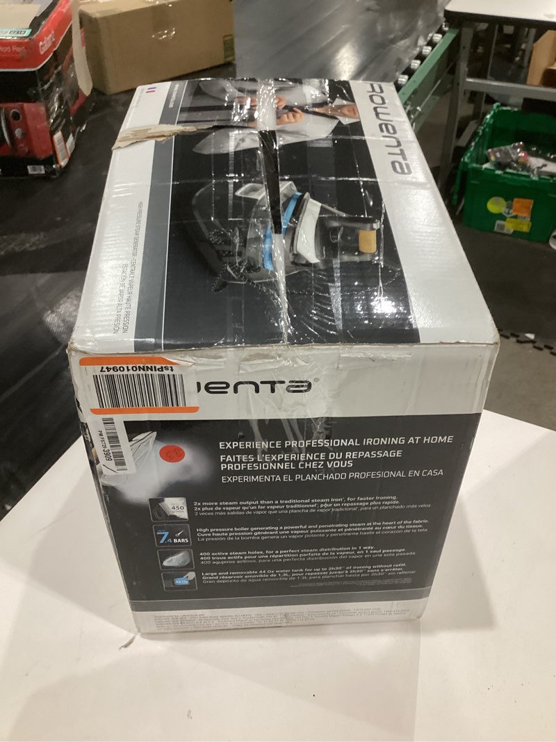 Condition photo showing Good Condition for Rowenta, Iron, Ultimate Steam Pro Stainless Steel Soleplate Professional Steam Station for Clothes, 1800 Watts, 1.3L Removable Tank, Boiler Technology, Fast Heat Up, Black Clothes Iron, DG8668 XL Steaming Sessions - Professional Results