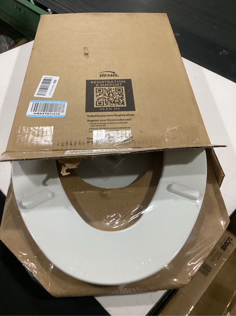 Condition photo showing New/Like New for mayfair cassel slow close toilet seat, easy clean, non slip premium wood seat, easy install, made in usa, elongated, white elongated 1 - toilet seat