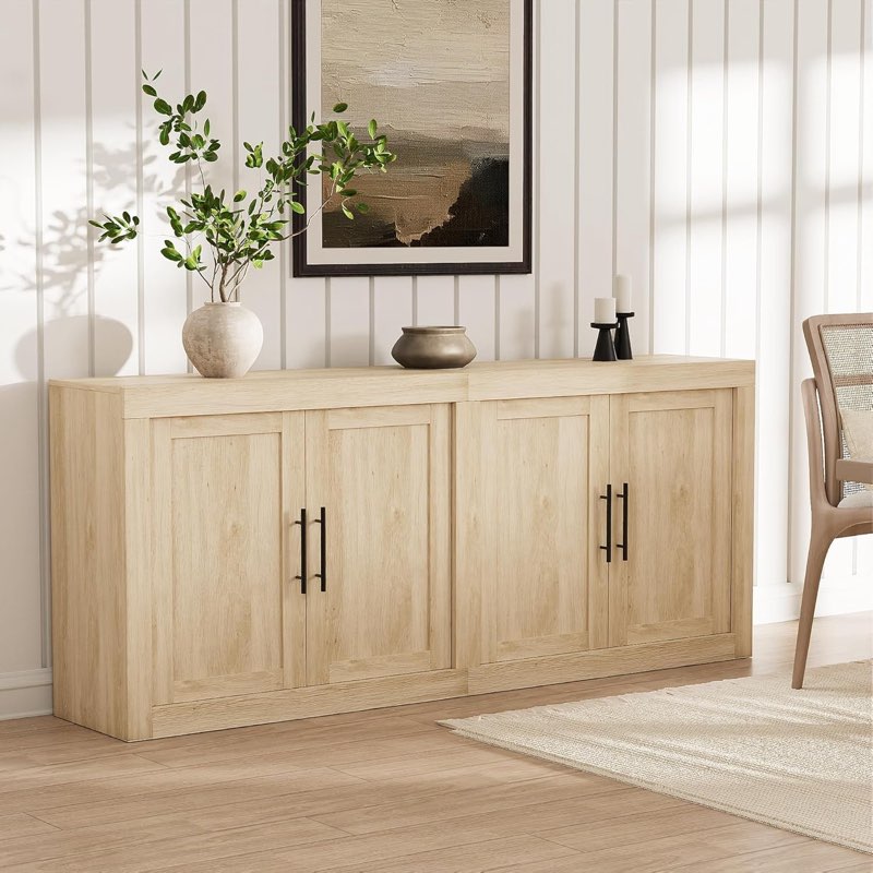 GarveeHome 70.8 in Sideboard Buffet Cabinet with Storage, Mid Century Modern Accent Cabinet with 4 D