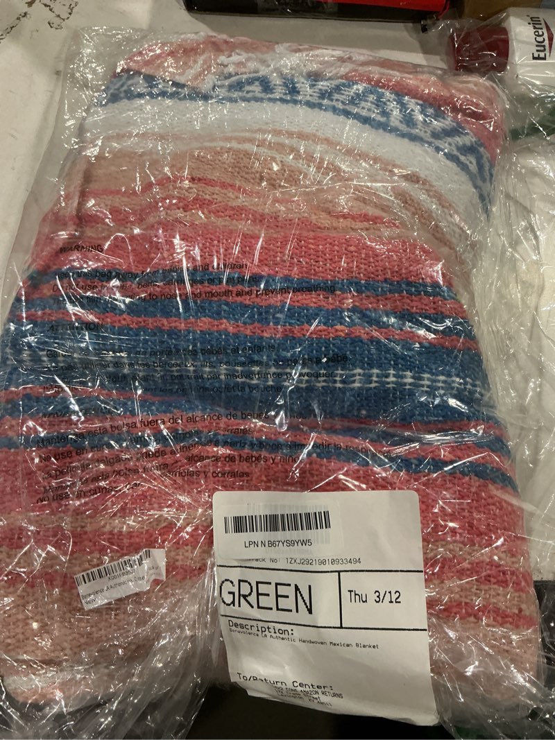 Condition photo showing New/Like New for benevolence la authentic handwoven mexican blanket | yoga blankets, outdoor, picnic, beach, camping | equestrian saddle | serape 50x70 inches - coral, pack of 1