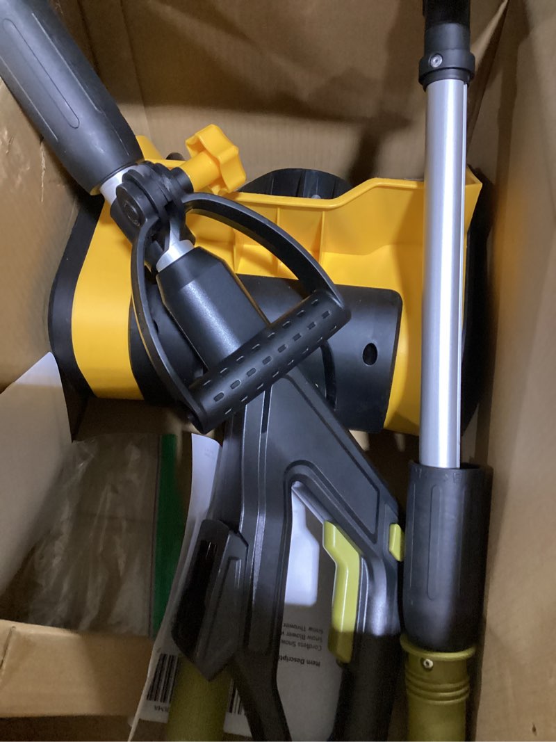 Condition photo showing As Is for Cordless Snow Shovel Compatible with DeWalt 20V Battery, 12" Electric Snow Blower with 20FT Max Throw & Adjustable Handle & Safety Switch, Snow Thrower for Driveway, Deck, Patio, Steps (NO Battery) Yellow