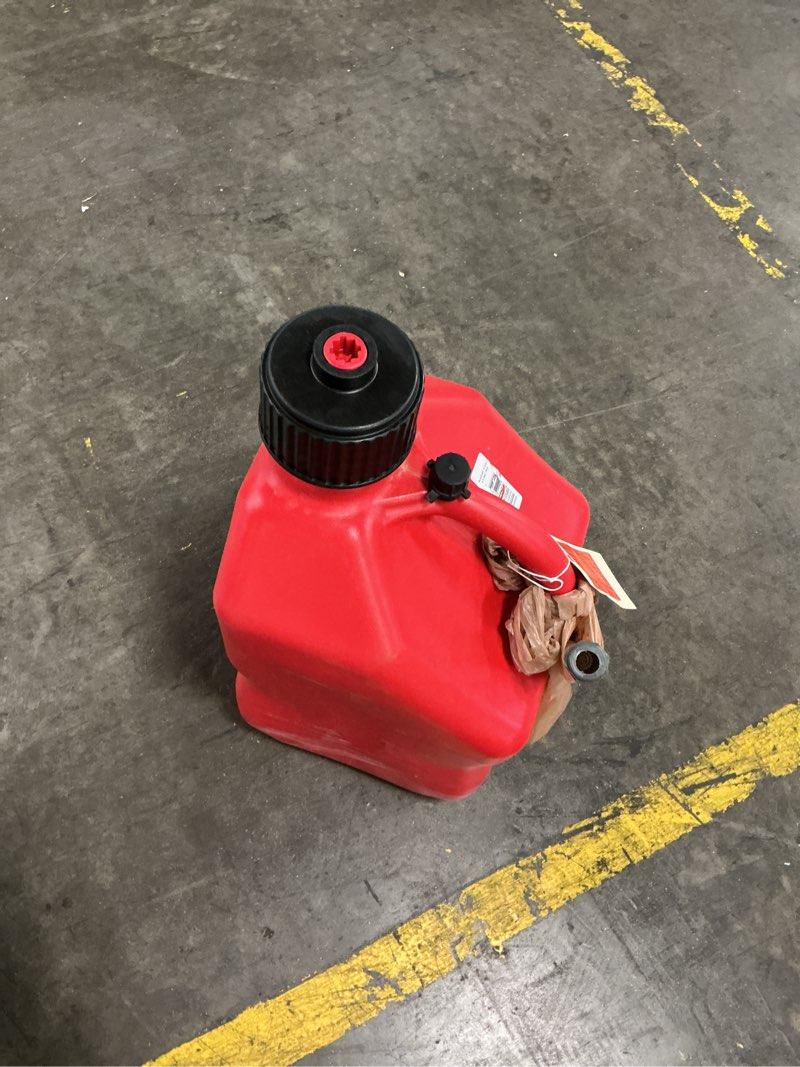 Condition photo showing As Is for bushman, u-jug multi-purpose 5.5 g utility storage jug red, max. capacity 5.5 gal, max. psi 0 material polyethylene, model# ujug-red