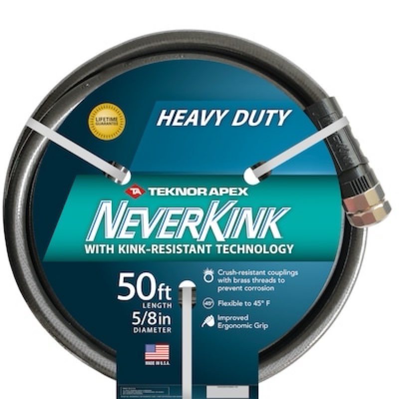 neverkink teknor apex 5/8-in x 50-ft heavy -duty kink free vinyl gray coiled hose