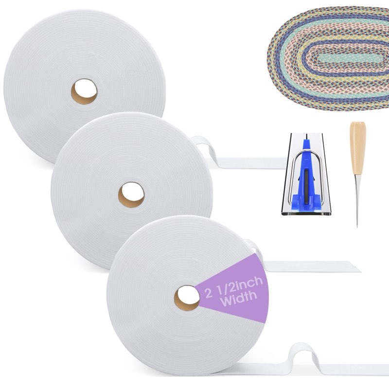 3 rolls jelly roll batting strips for rugs, jelly roll fabric 2 1/2 inch width total 150 yards cotto