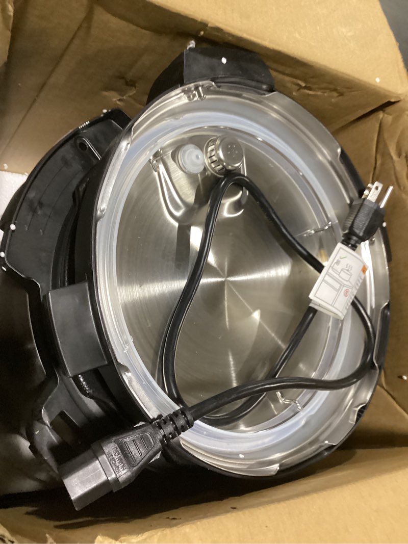 Condition photo showing New/Like New for instant pot, 6-quart whisper quiet 9-in-1 electric pressure cooker, slow rice steamer, sauté, yogurt maker, warmer & sterilizer, free app with 800+ recipes, stainless steel 6 quarts