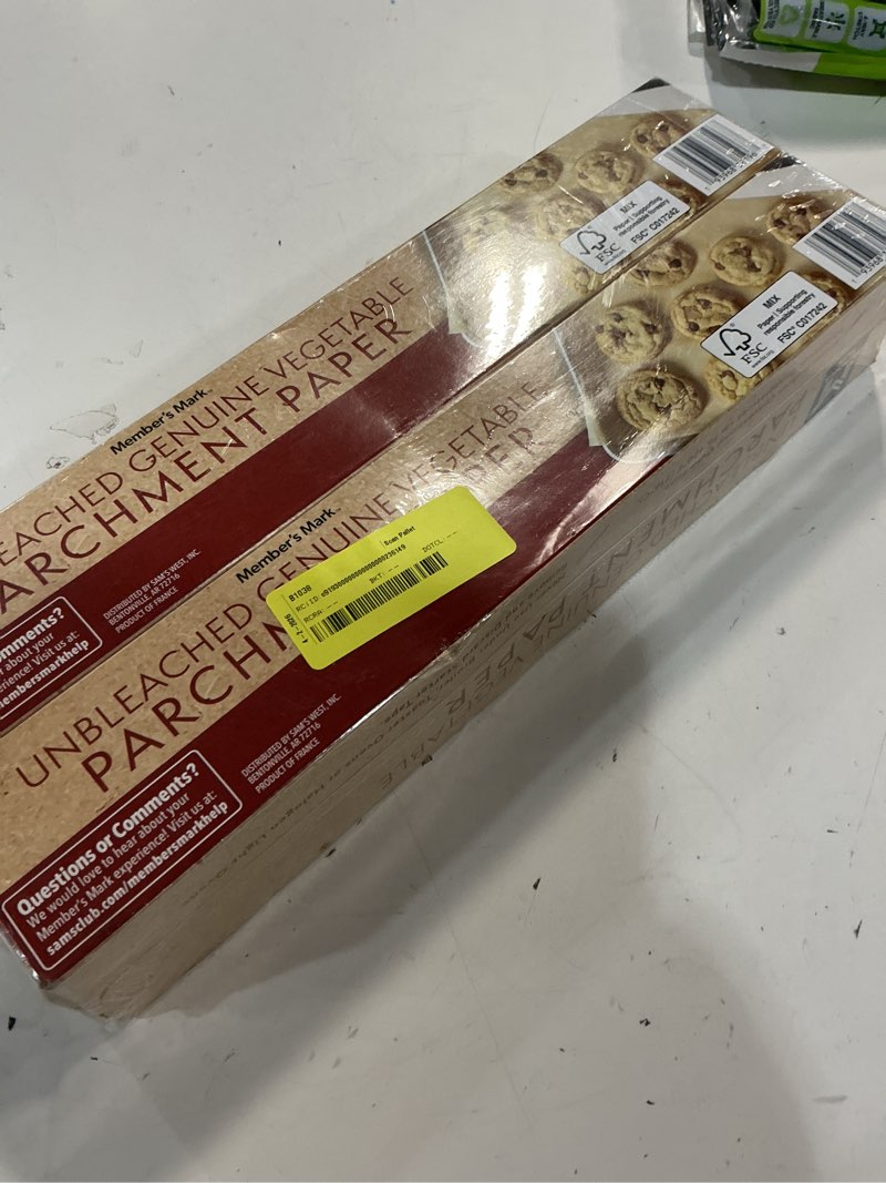 Condition photo showing New/Like New for member's mark unbleached parchment paper (205 square feet/roll, 2 rolls)