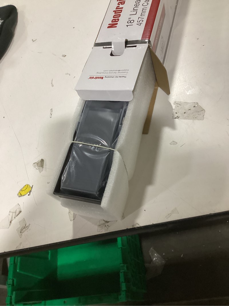 Condition photo showing New/Like New for Neodrain 18 in Matte Black Linear Shower Drain- with 2-in-1 Flat & Tile Insert Cover, 304 Stainless Steel Rectangle Shower Floor Drain,Floor Shower Drain Matte Black 18 In