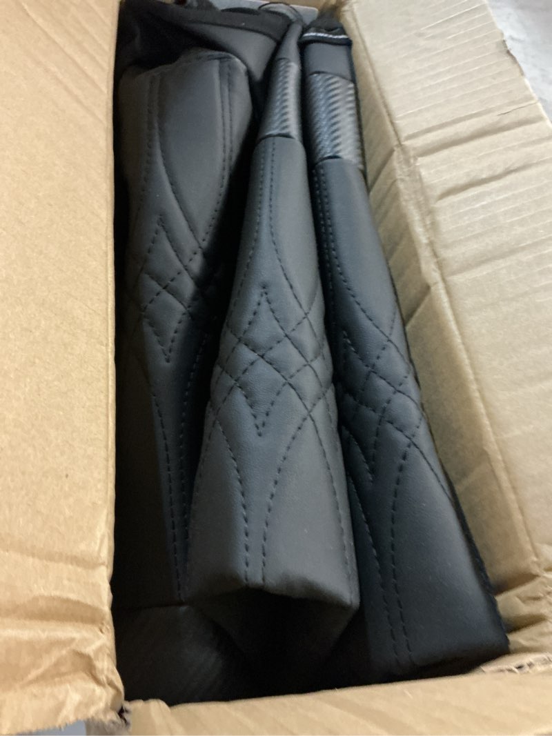 Condition photo showing Good Condition for skechers memory foam car seat covers, leather high back seat covers quilting design,waterproof sports car seat covers front seats,airbag compatible universal fit for most cars, suvs,trucks,black black and black front seats only