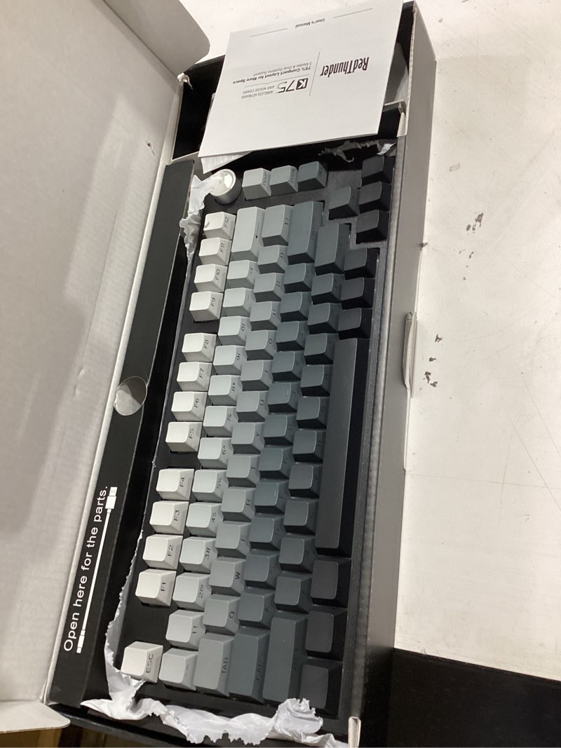 Condition photo showing Good Condition for redthunder k75 wireless keyboard and mouse combo,75% side-engraved membrane keyboard,optical gaming mouse with 4800dpi,3 modes(bt/2.4g/wired),dual system,rgb backlit,rechargeable battery,gradient gray