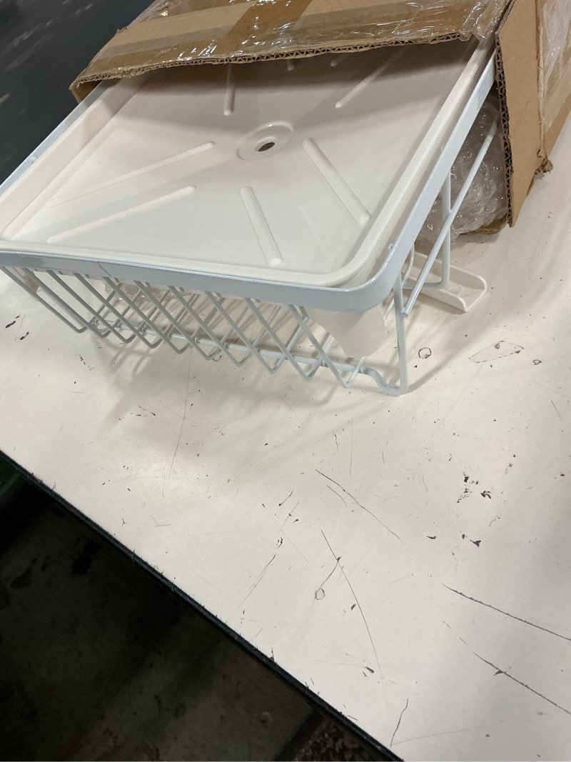 Condition photo showing Good Condition for kmiectse dish drying rack - space-saving small dish rack for kitchen counter, rust-resistant kitchen drying rack, compact dish drainer organizer with utensil holder for home kitchen, white
