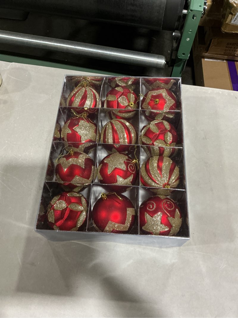 Condition photo showing New/Like New for 4 Inch Red and Gold Christmas Ornaments for Tree, 12Pcs Large Shatterproof Christmas Ball Ornaments, Big Indoor & Outdoor Xmas Tree Decorations for Holiday Malls (Red & Gold)