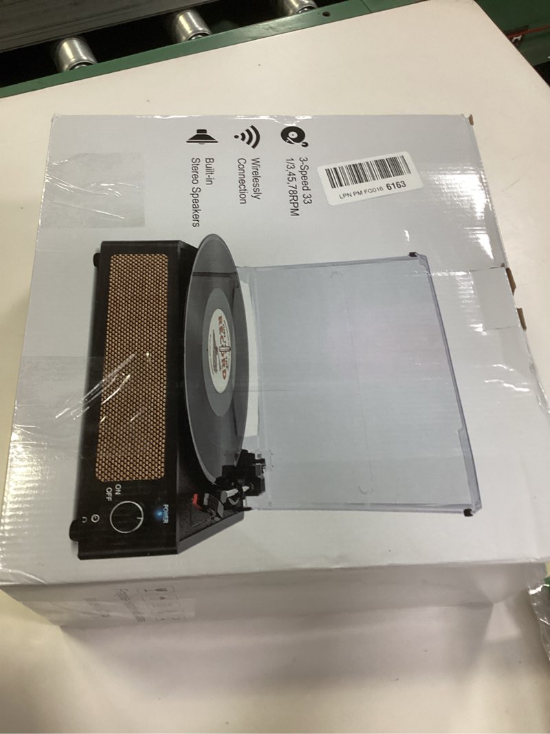 Condition photo showing New/Like New for Vinyl Record Player with Speakers Vintage Turntable for Vinyls Records Belt-Driven Turn Table Support 3-Speed, Wireless Playback, Headphone, AUX-in, RCA Line LP Phonograph for Sound Enjoyment Black