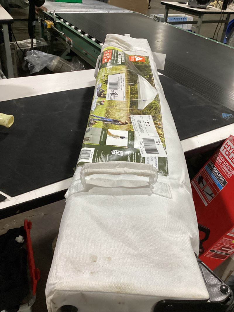 Condition photo showing As Is for ozark trail 10 ft x 10 ft straight leg instant pop-up canopy with simple push setup, white