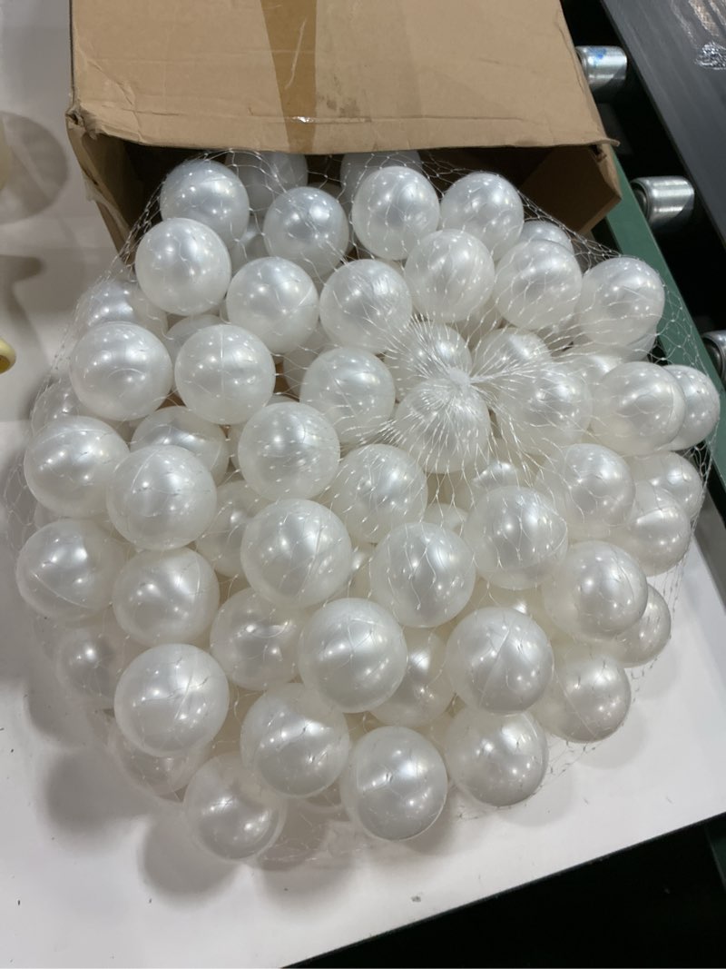 Condition photo showing Good Condition for 100 pcs quick link pearl ball garland 2.2 inches pits pearl ball decoration chain for wall arches chains birthday party wedding anniversary graduation party decor, pearlescent white 2.2 inches pearlescent white 100