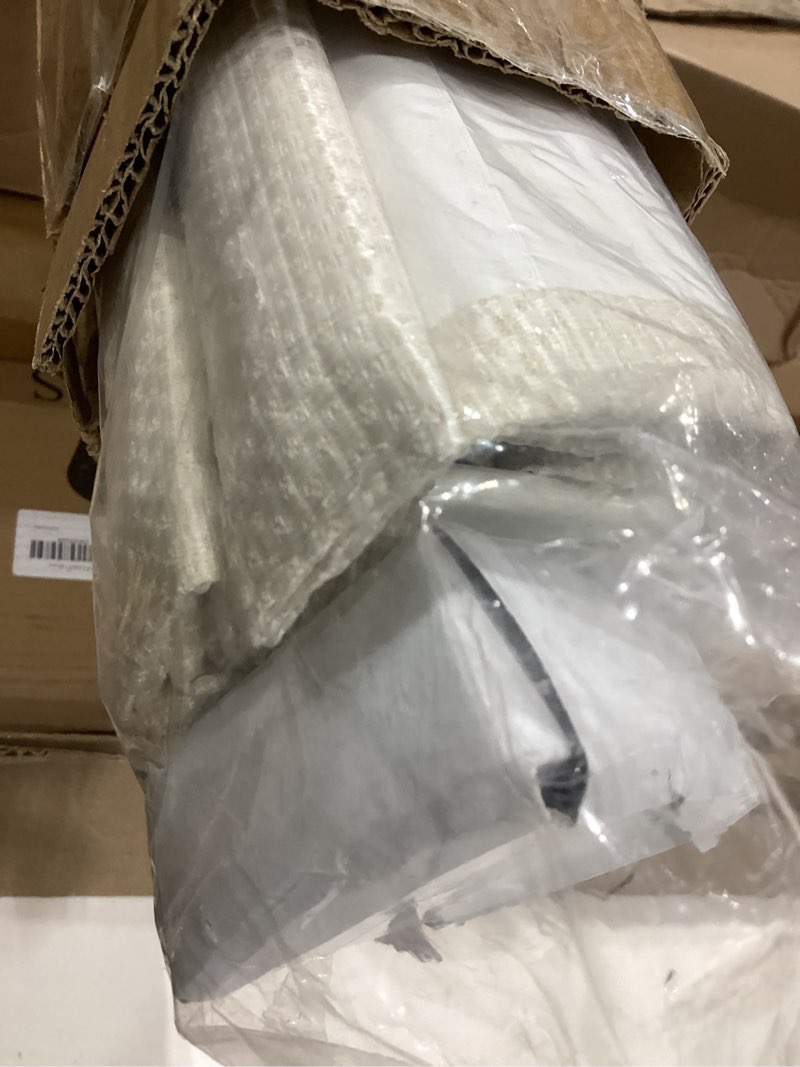 Condition photo showing Good Condition for madison park galen cordless roman shade, 34"w x 64"h, sheen ivory – room darkening, thermal insulated, energy efficient window blind with subtle sheen basketweave fabric for privacy room darkening basketweave sheen ivory 34"w x 64"h