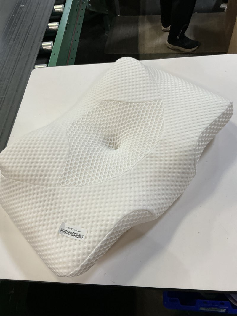 Condition photo showing As Is for Osteo Cervical Pillow for Neck Pain Relief, Hollow Design Odorless Memory Foam Pillows with Cooling Case, Adjustable Orthopedic Bed Pillow for Sleeping, Support for Side Back Sleepers Queen(25.5*16.5*5.2/4.1 inches) White