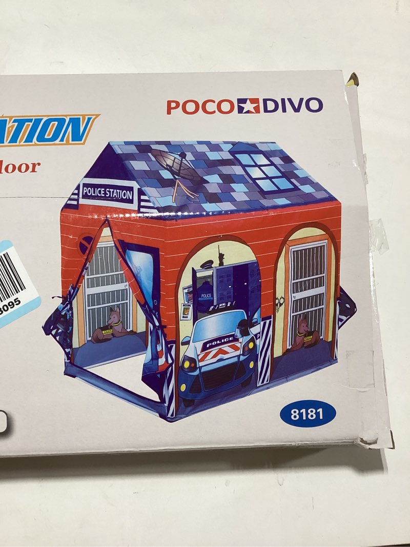 Condition photo showing New/Like New for POCO DIVO Police Station Play Tent Kids Pretend Super Hero Playhouse