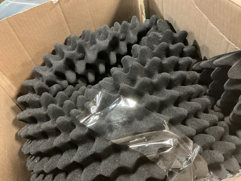 Condition photo showing As Is for 2 PCS Acoustic Panels,48''X24''X2'' Egg Crate Foam Soundproof Foam Wall Panels,High Density Fireproof Noise Cancelling Foam Studio Foam Panel,Noise (Black)