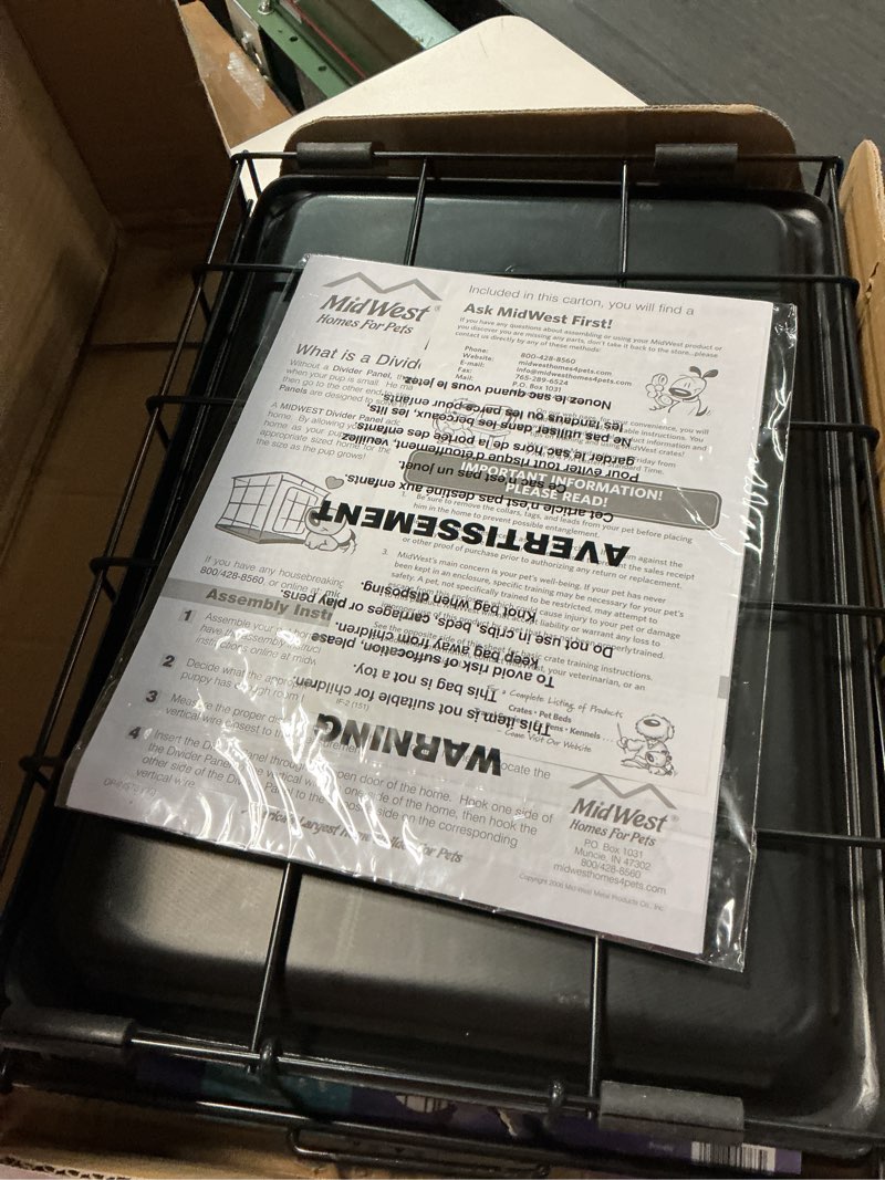 Condition photo showing Good Condition for midwest homes for pets 18-inch icrate for tiny breeds, up to 10 lbs, single door folding dog crate with divider panel, leak-proof tray & secure latch, portable, durable & easy to assemble 18.0"l x 12.0"w x 14.0"h single door
