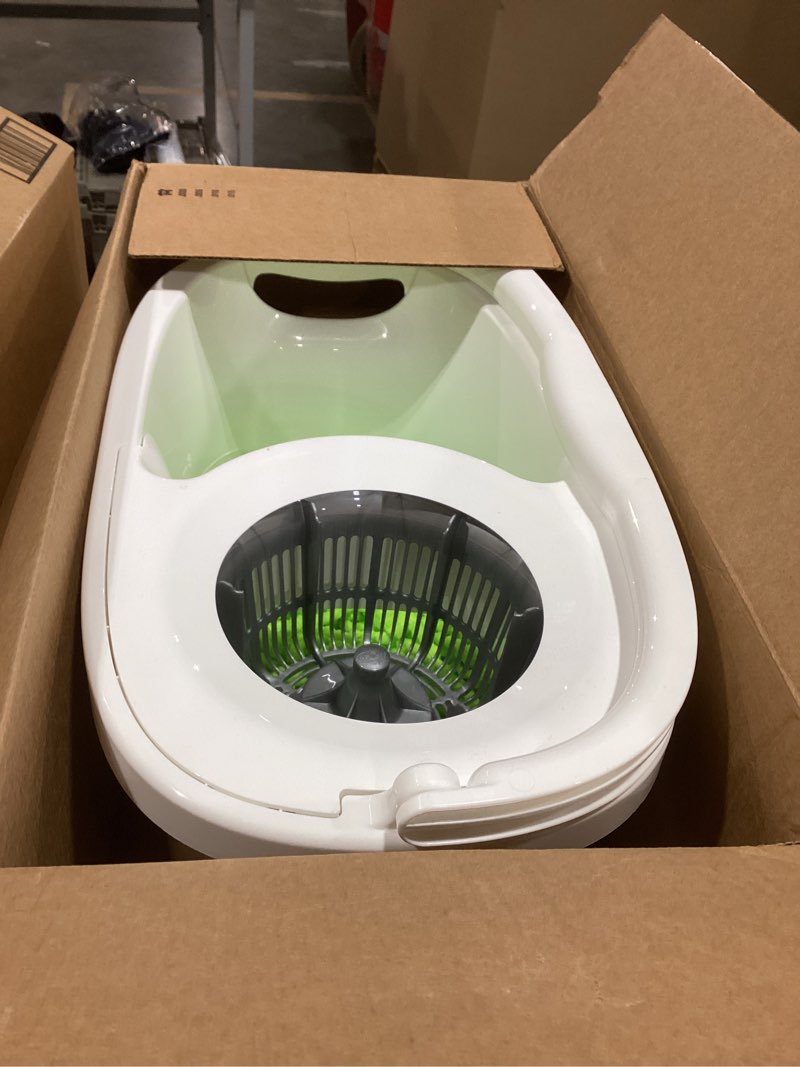 Condition photo showing As Is for libman lightning spin mop system plus 3 refill head | mop and bucket with wringer set | floor mop | spin mop | libman mop | mops for floor cleaning | hardwood floor mop | 4 total mop heads included spin mop +3 refills
