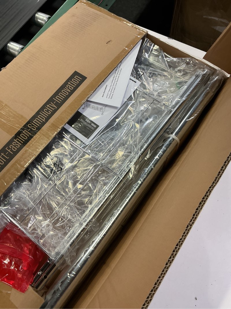 Condition photo showing New/Like New for Heavy Duty Clothes Rack Load 450 LBS, Metal Garment Rack, Standing Rolling Clothing Rack for Hanging Clothes with Sturdy Wheels & Shelves, Portable Closet Wardrobe Rack,Sliver Sliver L