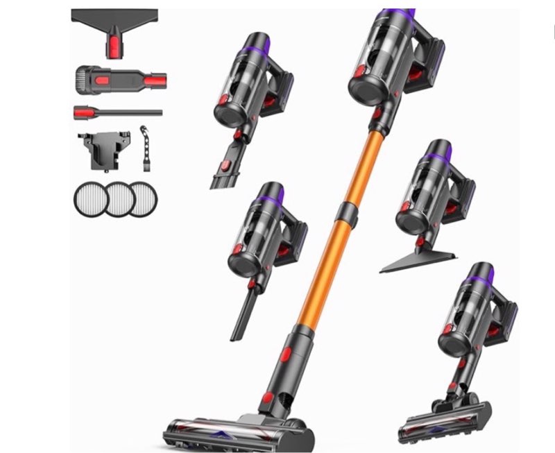 newbulig cordless vacuum cleaner, lightweight stick vacuum for home with anti-tangle and led lights,