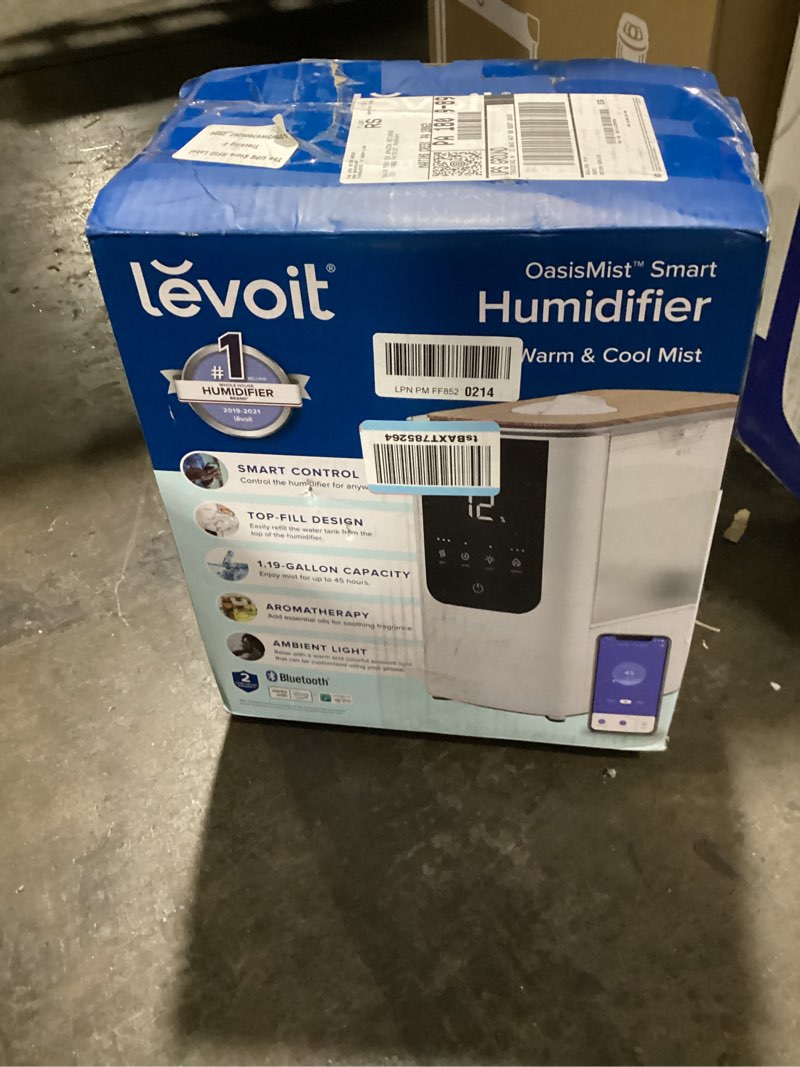 Condition photo showing As Is for Homedics Deluxe Ultrasonic Humidifier for Large Rooms, Warm or Cool Mist, UV-C Technology, 1.5-Gallon Top Fill Tank, Smart Digital Programmable Humidistat, Home Dry Air Relief, Aromatherapy