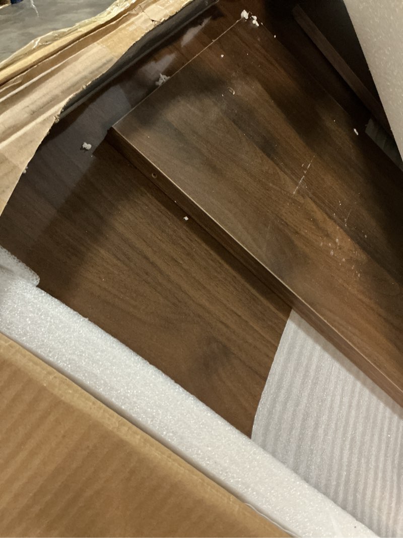 Condition photo showing Good Condition for 2-Tier Washer and Dryer Countertop with 2.75" H Guard,54" W x 27.5" D Laundry Countertop Cover with Non-Slip Pad,Large Space Laundry Topper for Folding Clothes Over Washer and Dryer-Dark Walnut Standard-2 Tier (54"Wx27.5"Dx12"H) Dark Walnut