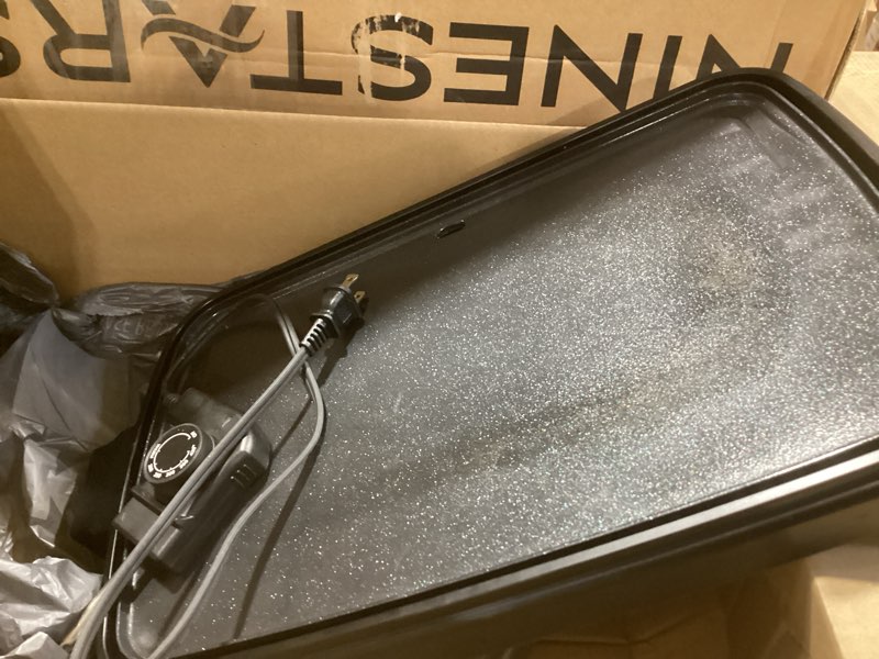 Condition photo showing Good Condition for Chefman Electric Griddle with Removable Temperature Control, Immersible Flat Top Grill, Burger, Eggs, Pancake Griddle, Nonstick Easy Clean Cooking Surface, Slide Out Drip Tray, 10 x 16 Inch 10" x 16"