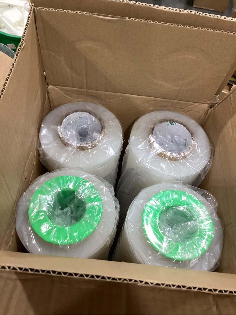 Condition photo showing As Is for BOMEI PACK 18" Clear Stretch Wrap 4Pack 72 Guage 1200ft 500% Stretch Cling Durable Adhering Packing Moving Packaging Heavy Duty Shrink Film Stretch Wrap