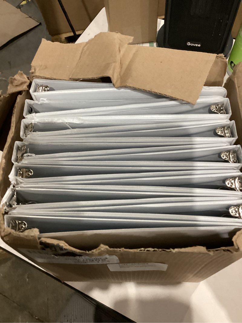 Condition photo showing As Is for Cardinal Economy 3-Ring Binders, 5/8" Round Rings, Holds 125 Sheets, ClearVue Presentation View, Non-Stick, White, Carton of 12 (90601)