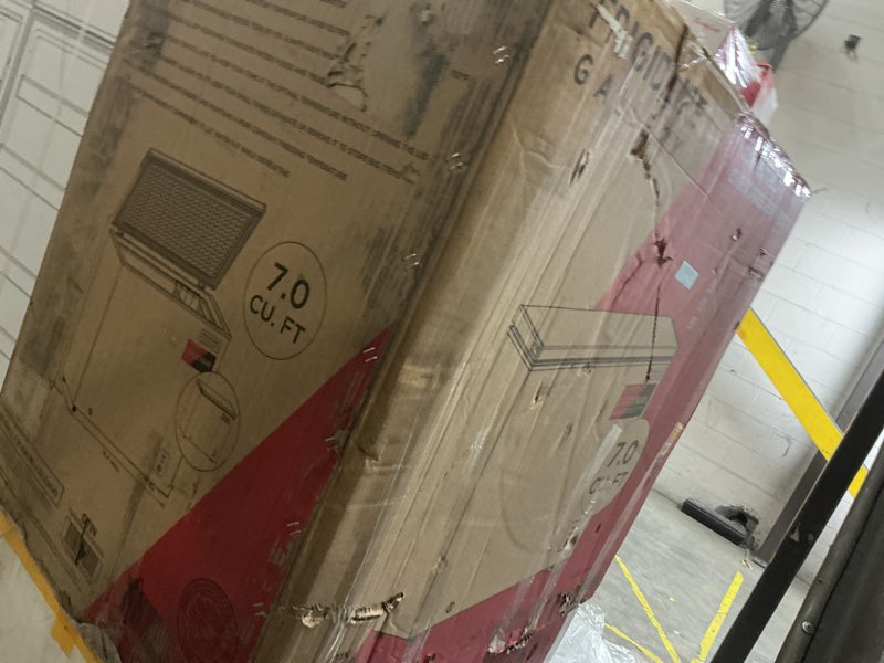 Condition photo showing As Is for Frigidaire Gallery 7 Cu. Ft. Chest Freezer in Black S179 - FGFRF7009