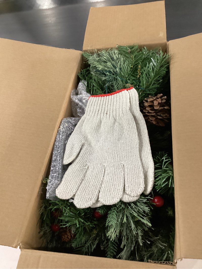 Condition photo showing New/Like New for 2 Pack Lighted Artificial Christmas Urn Filler,Pre-Lit 50 LED Outdoor/Indoor Trees with 8 Modes & Auto Timer,Battery Operated Christmas Trees Porch Decorations for Home, Porch & Yard (18 Inches)