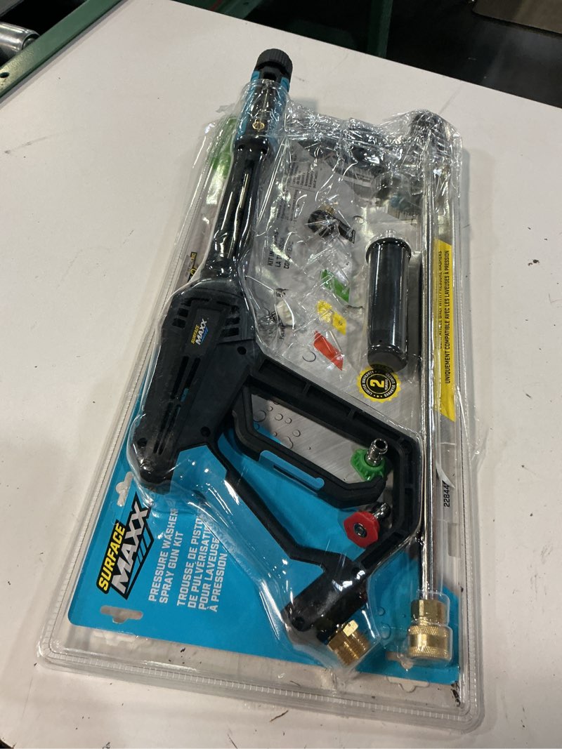 Condition photo showing As Is for surfacemaxx 4500-psi pressure washer spray gun kit