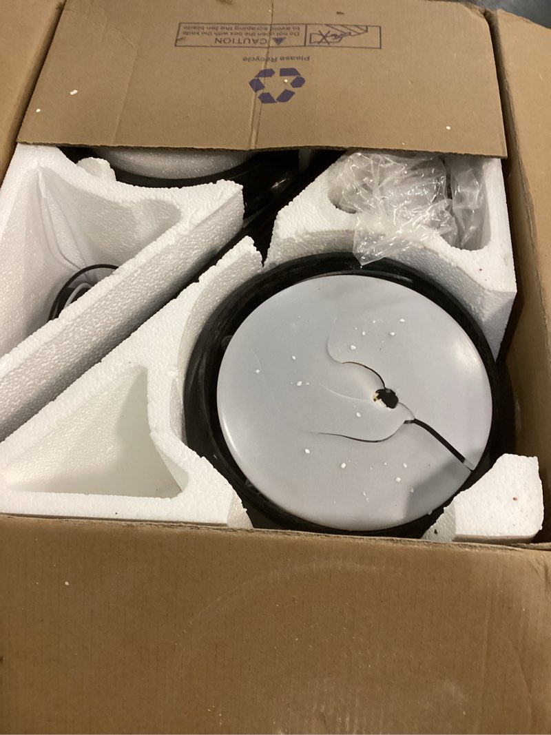 Condition photo showing As Is for ceiling fans with lights flush mount - 46in low profile ceiling fan remote control with 5 dual-sided blades, reversible 6 speeds, dimming & 2h timing, indoor fan light for bedroom, kitchen brown-46in-new