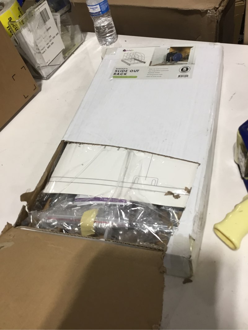 Condition photo showing Good Condition for HOLDN’ STORAGE Pull Out Organizer for Bakeware, Cutting Board and Trays, Adjustable Dividers - Heavy Duty, Lifetime Limited Warranty - For Narrow Cabinet Spaces, 12.5”W x 21”D x 11”H, Chrome 12.5" W x 21" D