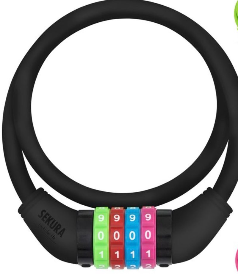 (Similar) Büchel Sekura Children's Combination Lock 120 cm with Coloured Cover 4 Digit Programmable Various Colours Includes Bracket, black