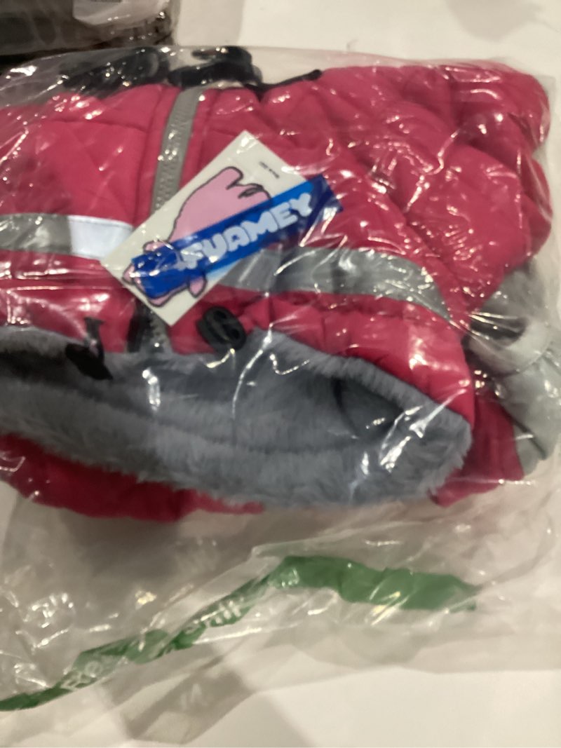 Condition photo showing Good Condition for FUAMEY Dog Coat, X-Large, Pink, Faux Fur, Turtle Neck, Zipper, Water Resistant, Reflective, Windproof, Fitted for Large Breeds XL(chest:30in? Rose Red