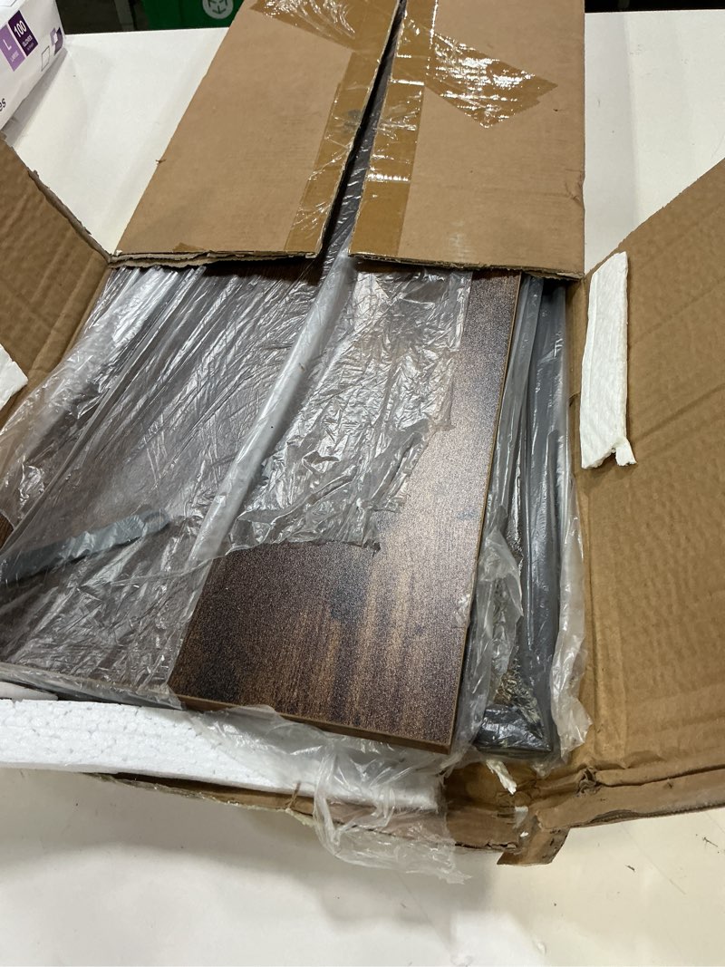 Condition photo showing Good Condition for narrow entryway console table & sofa side table - industrial hallway table for small spaces, behind couch table, multi-functional living room bedroom office,brown, 29.5" x 9.4" x 29.5" 1 brown