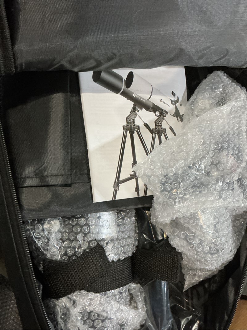 Condition photo showing New/Like New for telescopes for adults astronomy, 80mm aperture 600mm refractor telescope for kids & beginners, compact and portable travel telescopio with backpack black