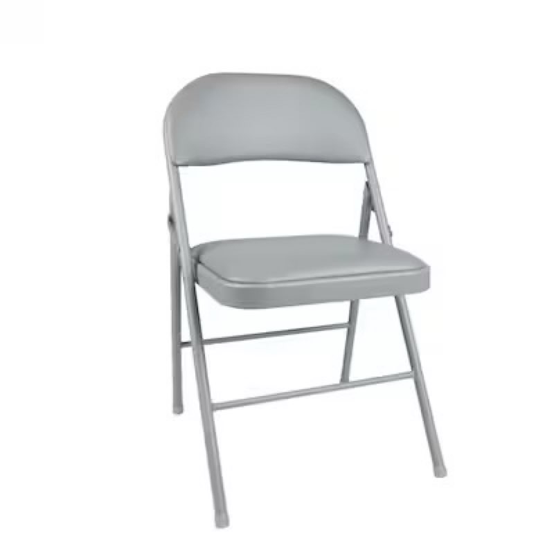 Cosco Gray Residential Standard Metal Folding Chair with Padded Seat (Indoor)