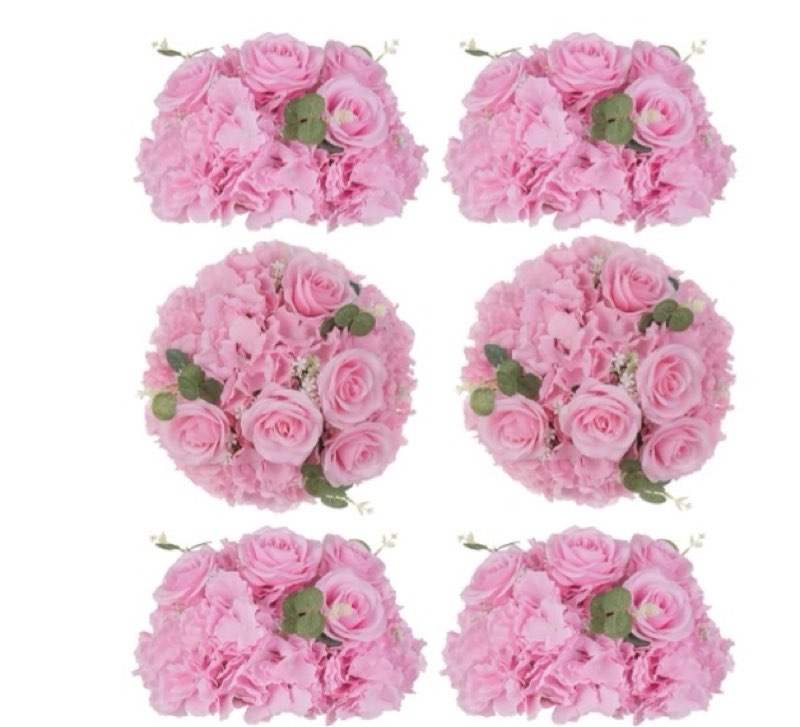 blosmon artificial flower balls wedding centerpieces 10  pcs 11.8" pink fake flowers rose hydrangea ball arrangement center pieces for table silk floral bouquet for wedding party home decor