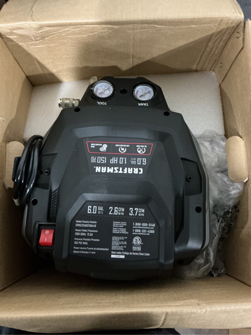 Condition photo showing Good Condition for craftsman 6-gallon portable electric 150 psi pancake air compressor