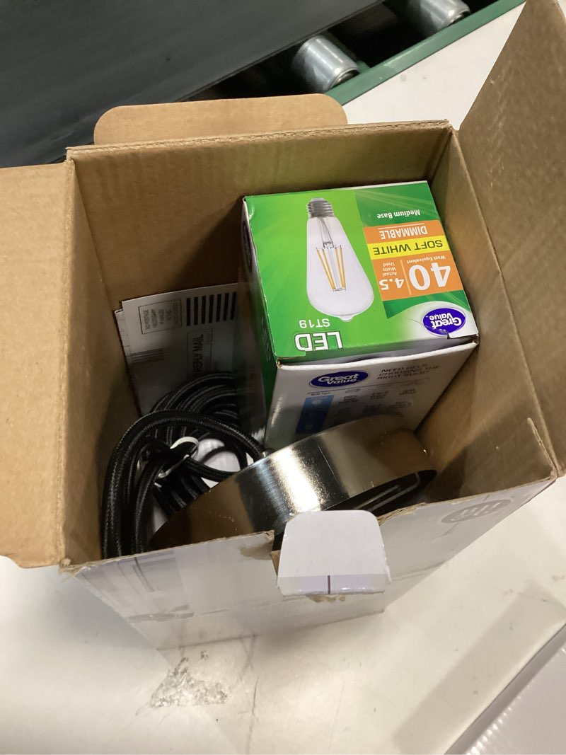 Condition photo showing Good Condition for better homes & gardens 126  architectural bare pendant  satin nickel metal base adjustable cord