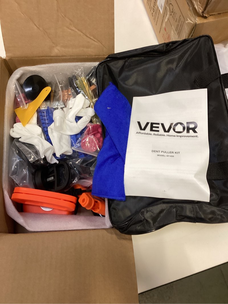 CSLBGJLJT60JMEM8P001V1 VEVOR Dent Puller Kit, 60 PCS Paintless Dent Removal Kit with Golden Lifter, Bridge Puller, Rubber Hammer, Glue Gun, Auto Body Hail Damage Repair Remover Tools for Car Refrigerator Door Ding Repair