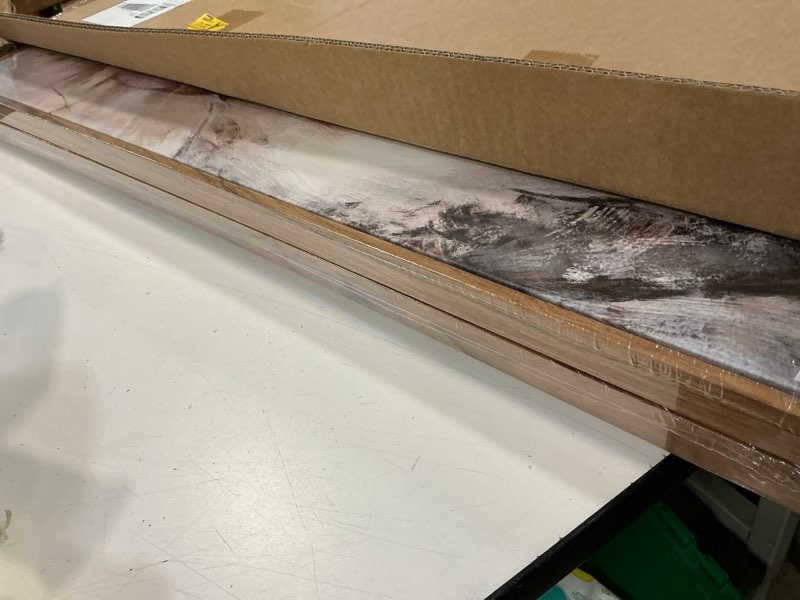 Condition photo showing Good Condition for large framed neutral abstract set of 2 wall art for living room, minimalist contemporary modern canvas artwork for walls, brown beige gray painting print wall decor bedroom hallway office, 24x36 inch 24" w x 36" h x 2pcs black neutral