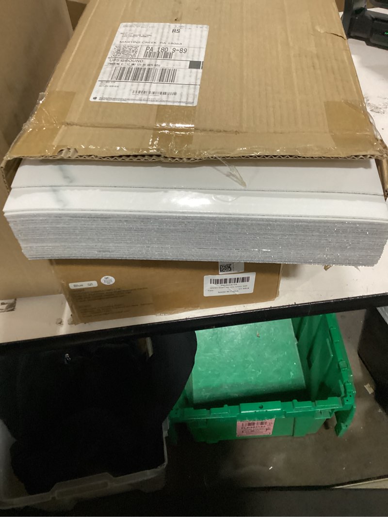 Condition photo showing New/Like New for marble peel and stick backsplash waterproof 23.6"x11.8" pvc wall panels, pvc foam marble tile, back splash stick on tiles (not real tile) for kitchen bathroom living room (40, white marble) white marble 40