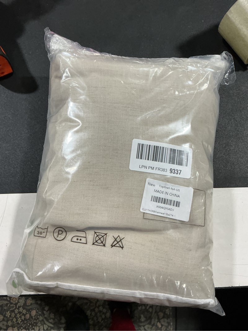 Condition photo showing Good Condition for topfinel pinch pleated curtains 90 inches long 2 panels set,oatmeal semi sheer blend fabric farmhouse cozy rustic western home decor curtain drapes for living room bedroom,53x 2, 74inch length,apricot oatmeal 53x2, 74\"l (pack of 2)