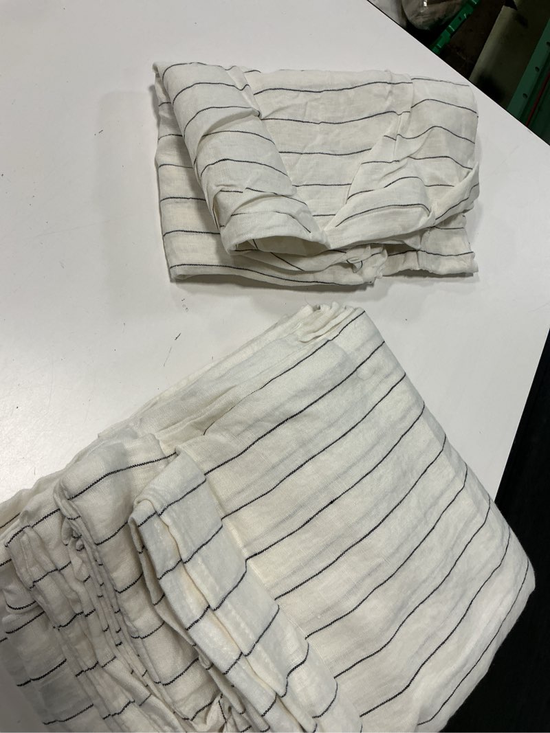 Condition photo showing As Is for european linen duvet cover set, twin, pencil stripe